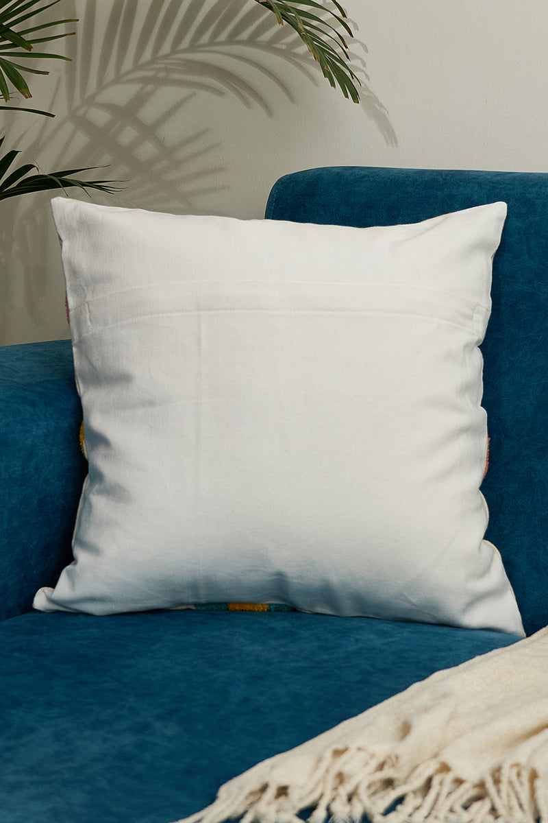 Nurture India Lavendar Fields Tufted Cushion Cover 16x 16-Inch