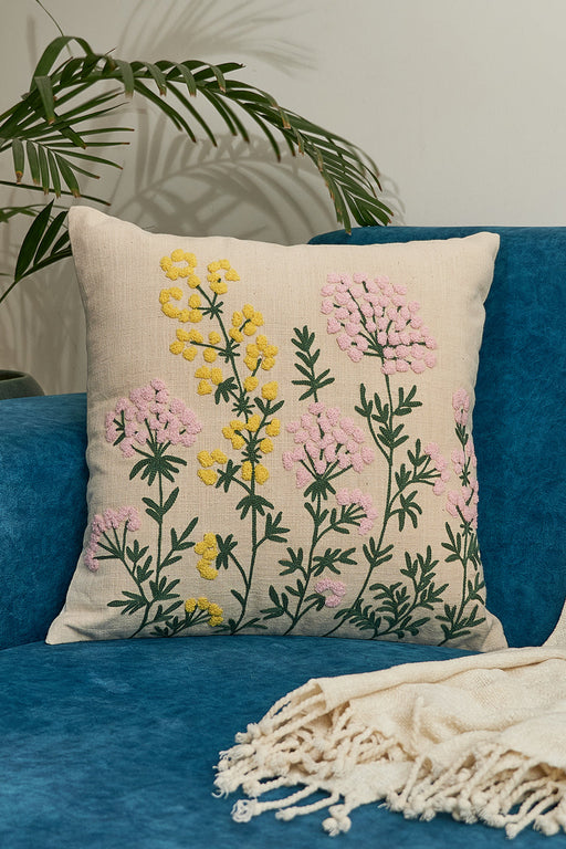 Nurture India Tufted Embroidered Cushion Cover 16x 16-Inch
