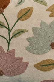 Nurture India Lotus Flower Embroidered Cushion Cover 16x 16-Inch