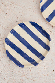 Nurture India Blue Stripe Ceramic Plates 2-Piece Set
