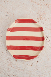 Nurture India Vintage Red Stripe Ceramic Plates 2-Piece Set