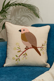 Nurture India on Tree Embroidered Cushion Cover 16x 16-Inch