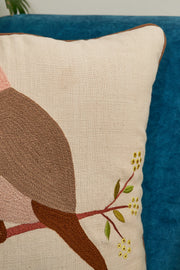 Nurture India on Tree Embroidered Cushion Cover 16x 16-Inch