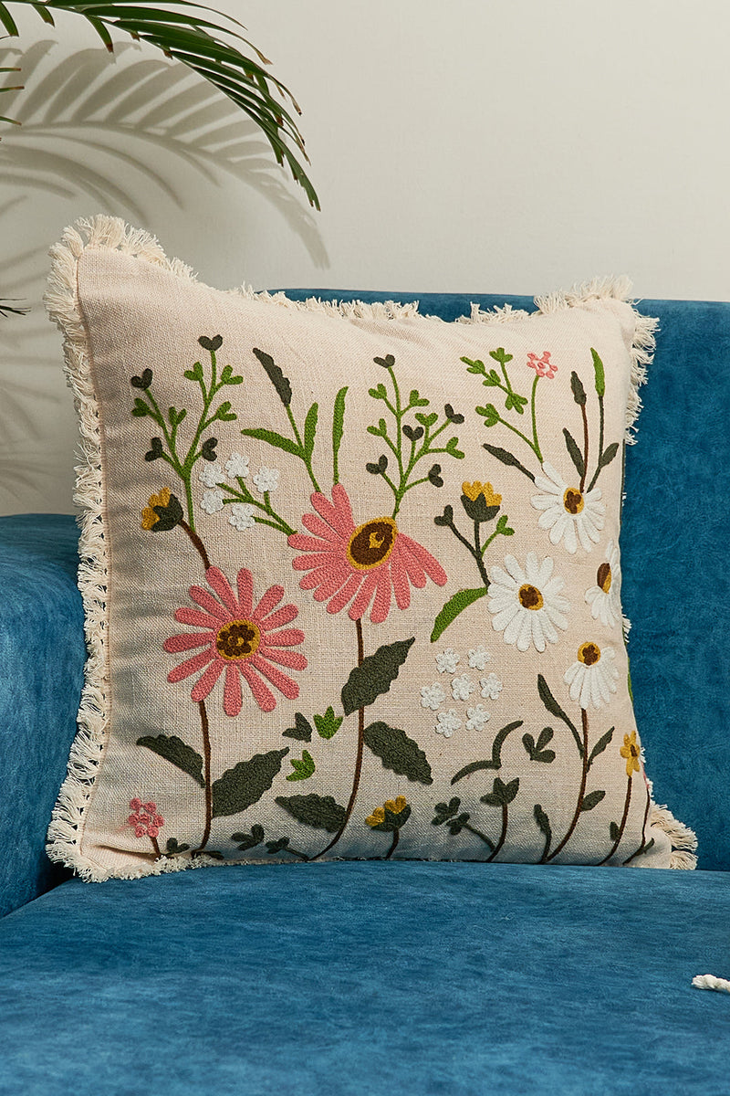 Nurture India Garden Flowers Cotton Cushion Cover