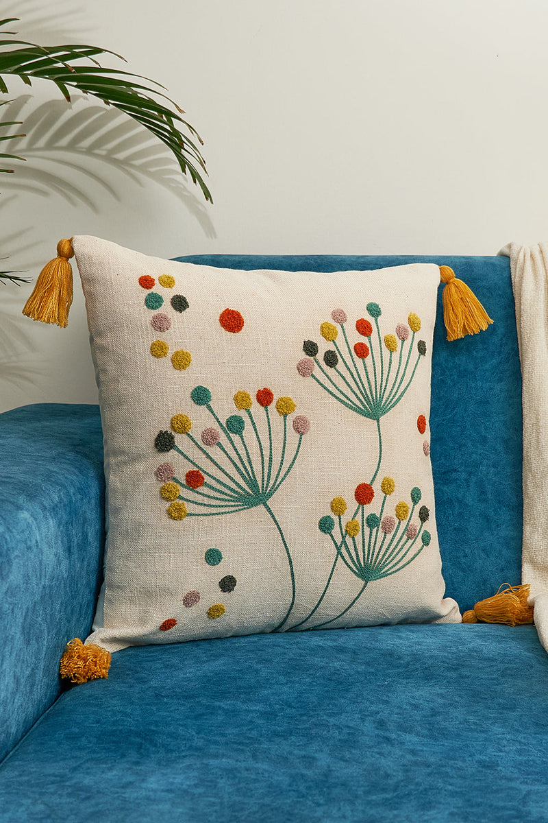 Nurture India Dandelion Dreams Embroidered Cushion Cover 16x16