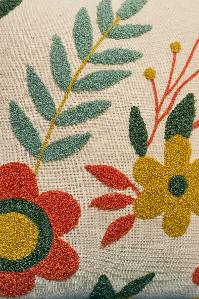 Nurture India Bohemian Floral Tufted Cushion Cover