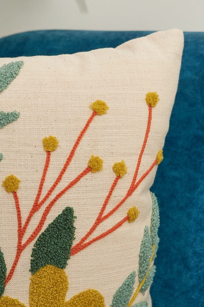 Nurture India Bohemian Floral Tufted Cushion Cover