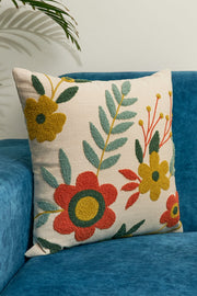 Nurture India Bohemian Floral Tufted Cushion Cover