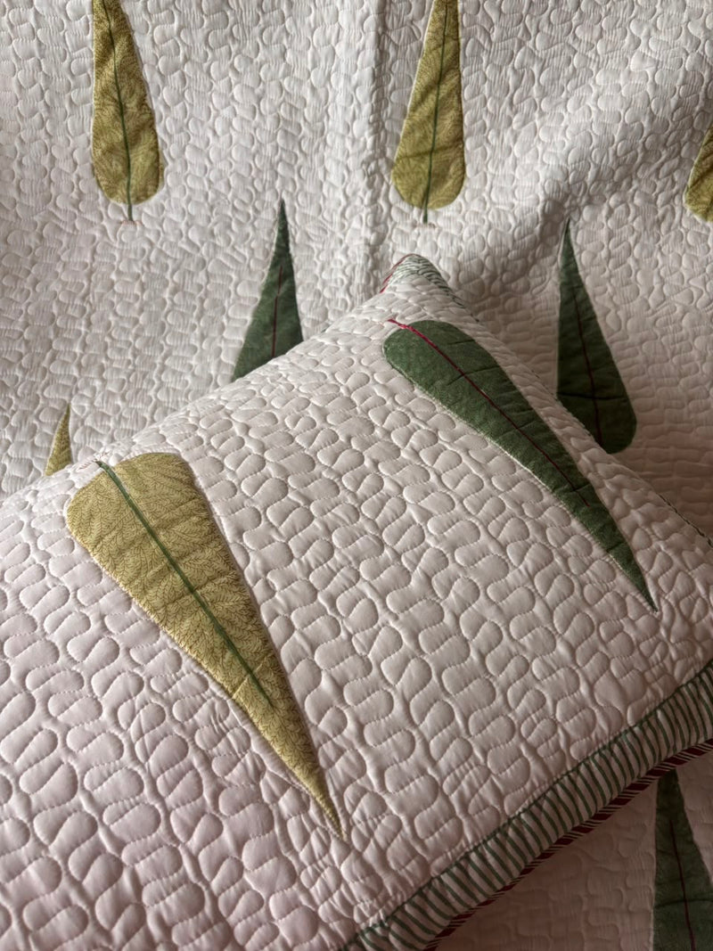 aenak-green-cypress-handblock-bedsheet-quilted-bedcover-combo-set