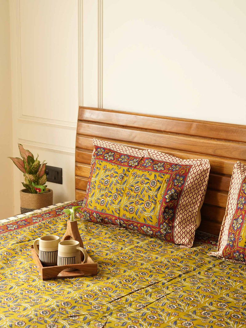 local-kala-kalamkari-mehandi-flat-fitted-bedsheet-90x108-inches