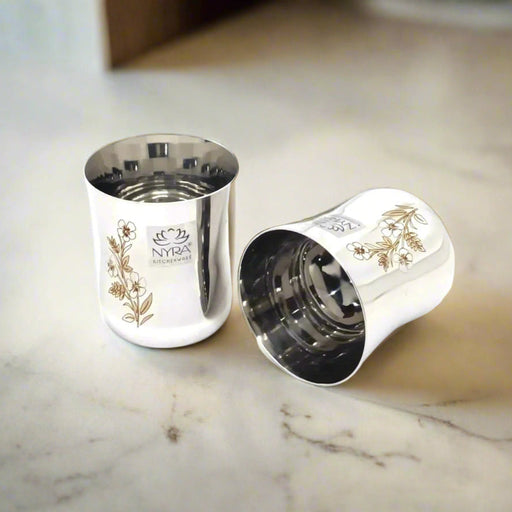 Stainless Steel Laser-Printed Goblet Glass Set – Drinking Tumbler