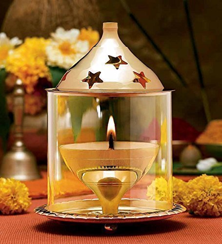 Brass Akhand Diya with Borosilicate Glass Cover – Drinking Tumbler