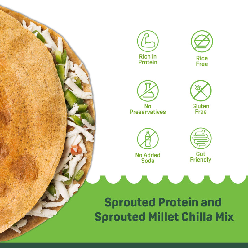 Natible Sprouted Protein and Sprouted Millet Chilla Mix Variety Pack- Achari Flavor – Savory Indian Pancake Mix (7.05 oz)