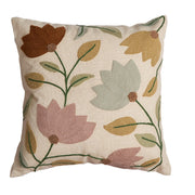 Nurture India Lotus Flower Embroidered Cushion Cover 16x 16-Inch