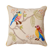 Nurture India on Branch Embroidered Cushion Cover 16x 16-Inch