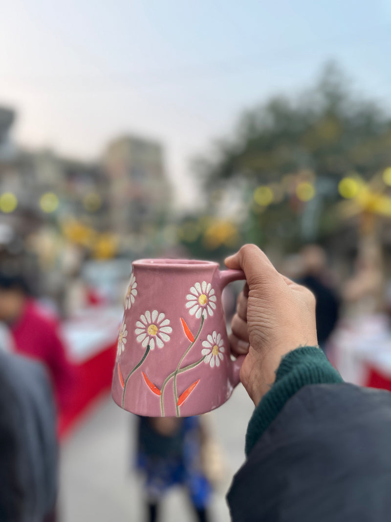 Nurture India Garden Bloom Mug Pink Floral Design 12-oz