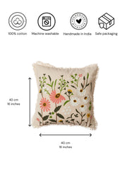 Nurture India Garden Flowers Cotton Cushion Cover