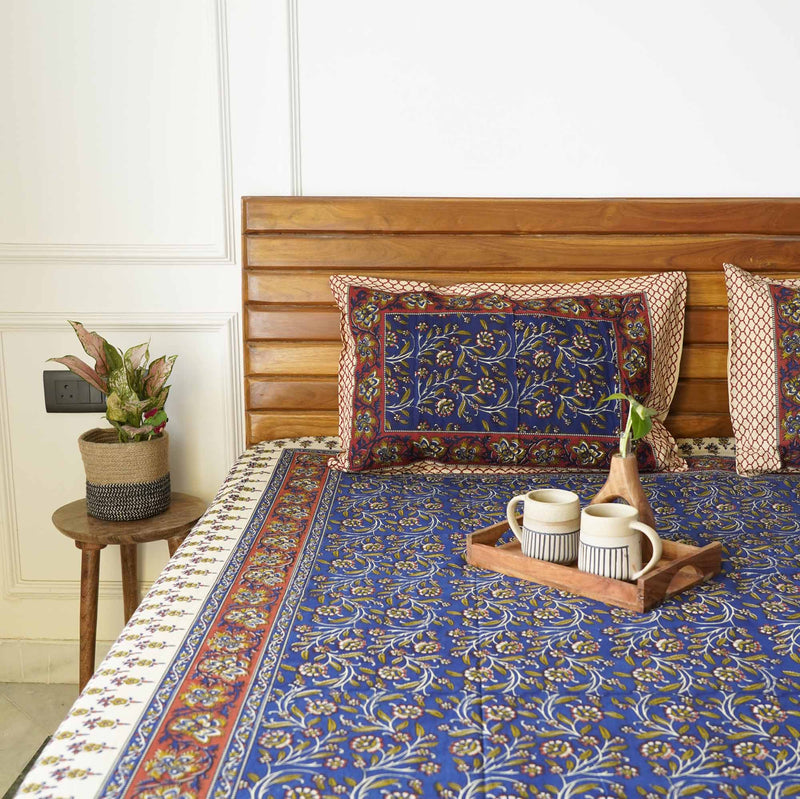 local-kala-kalamkari-blue-flat-fitted-bedsheet-90x108-inches