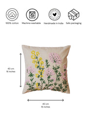 Nurture India Tufted Embroidered Cushion Cover 16x 16-Inch