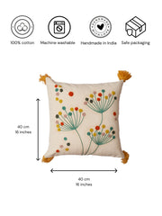 Nurture India Dandelion Dreams Embroidered Cushion Cover 16x16