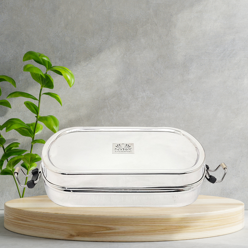 Stainless Steel Square Lunch Box/Tiffin with Locking Clips – Storage Container