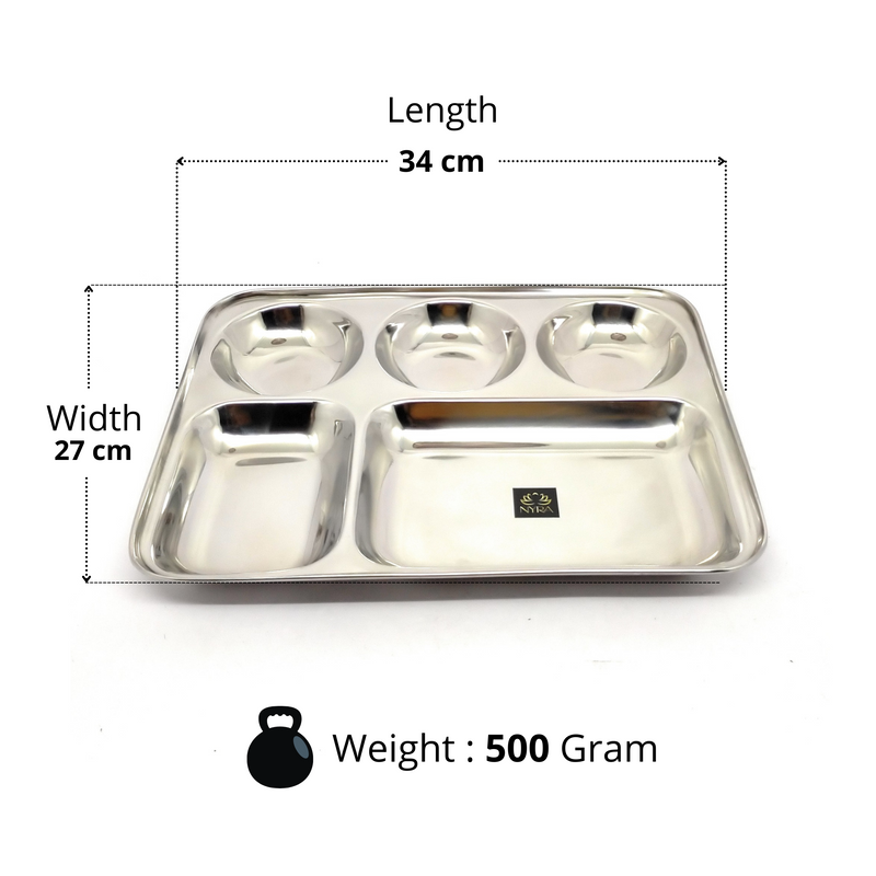 Stainless-Steel Round shaped 5 in 1 divided compartment Bhojan Thali – Kitchen Utensil