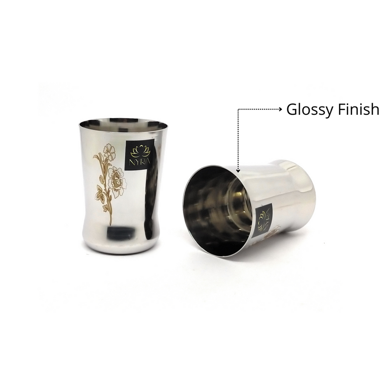 Stainless Steel Floral Laser-Printed Glass/Tumbler – Drinking Glass
