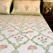 aenak-pink-palm-jaal-handblock-bedsheet-dohar-combo-set