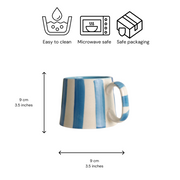Nurture India Baby Blue Stripe Ceramic Coffee Cup 7-oz