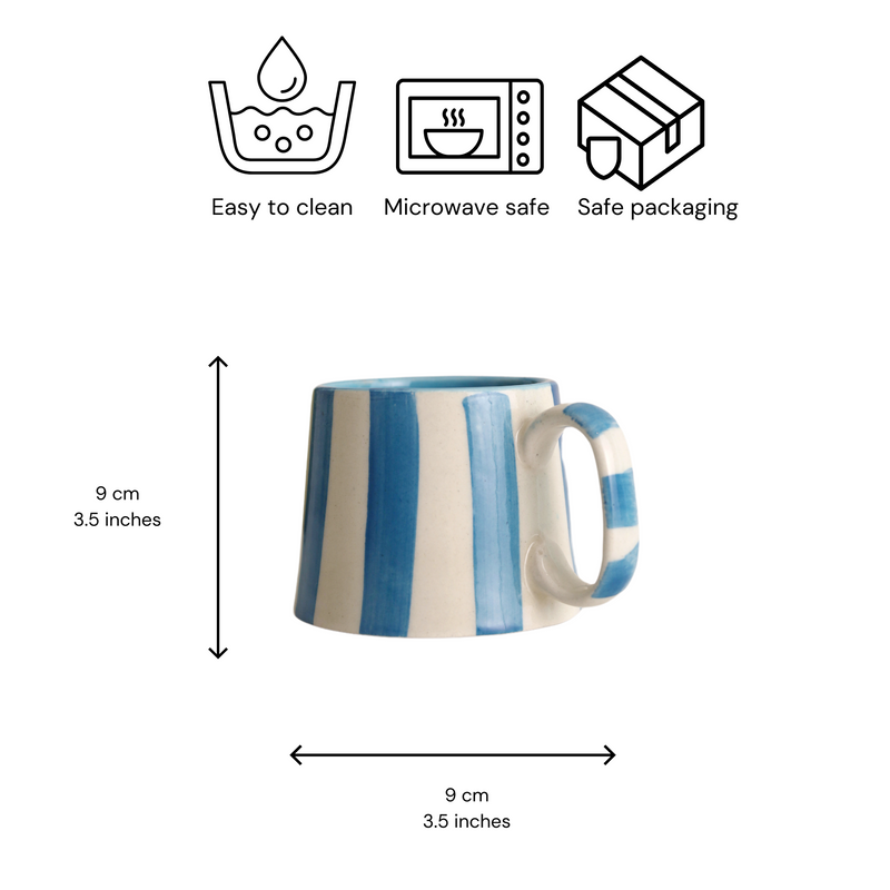 Nurture India Baby Blue Stripe Ceramic Coffee Cup 7-oz