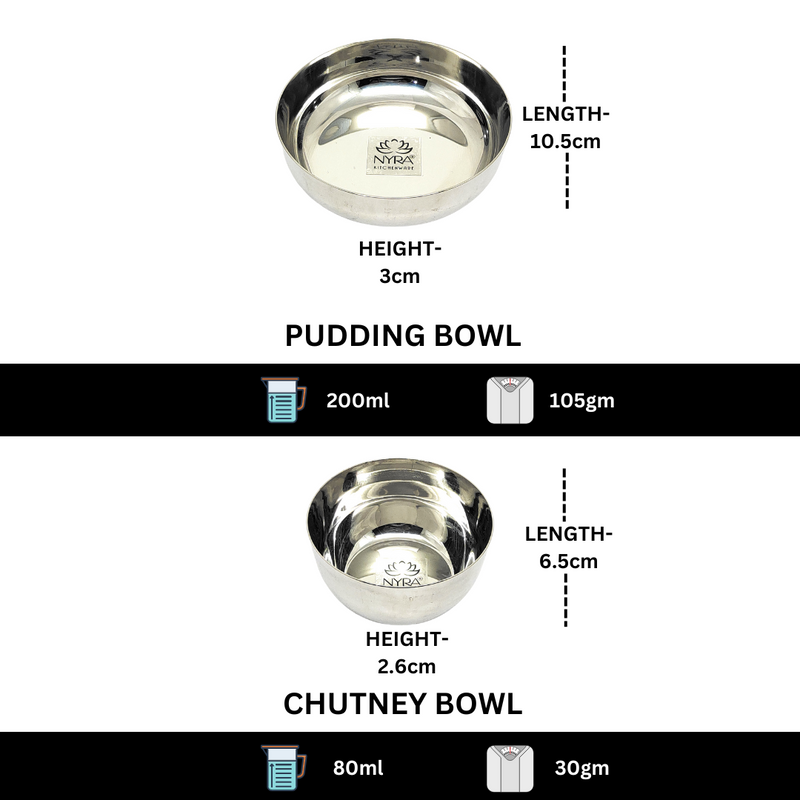 Stainless Steel Premium Thali/Dinner Set of 7-Pieces 