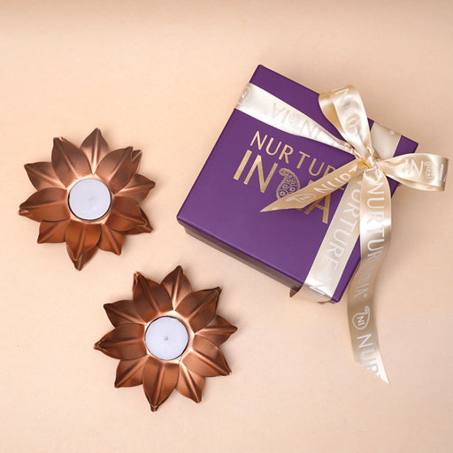 Nurture India Lotus Tlight Gift Box 2-Piece Set
