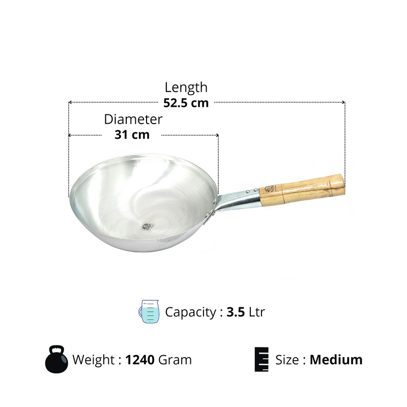 Iron Chinese Wok/Kadhai with Wooden Handle – Cooking Wok