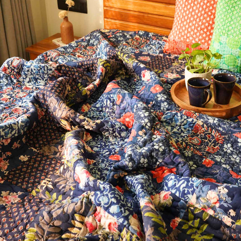 local-kala-rangeela-blue-a-patchwork-reversible-quilted-bedcover-i-comforter
