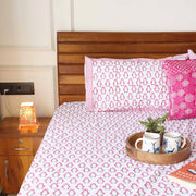 local-kala-pink-penguin-handblock-bedsheet-108x108-inches