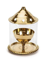 Brass Akhand Diya with Borosilicate Glass Cover – Drinking Tumbler