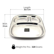Stainless Steel Three Sectioned Plates – Kitchen Utensil