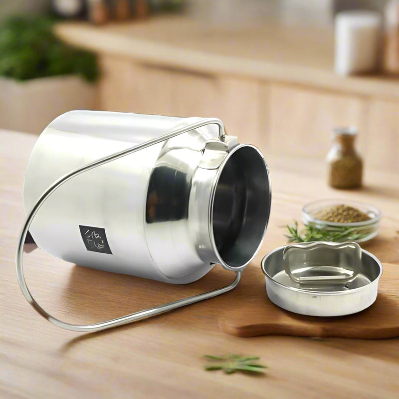 Premium Stainless Steel Milk & Oil Container with Lid  – Storage Container