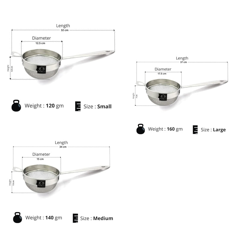 Stainless Steel Liquid Filter/Strainer (Set of 3) – Kitchen Utensil