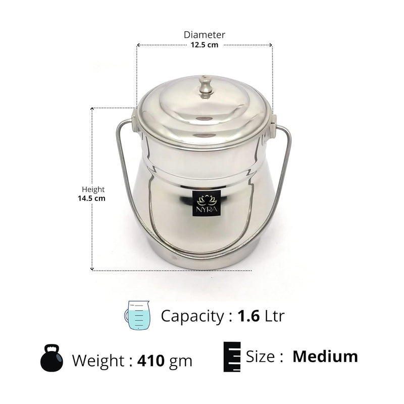 Stainless Steel Milk Pot/Container with lid – Storage Container