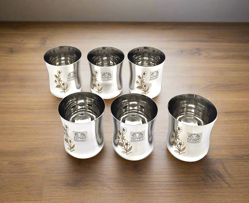 Stainless Steel Laser-Printed Goblet Glass Set – Drinking Tumbler