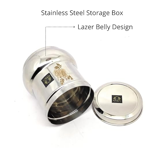 Stainless-Steel Belly Shaped Deep Storage Box Containers Dibba