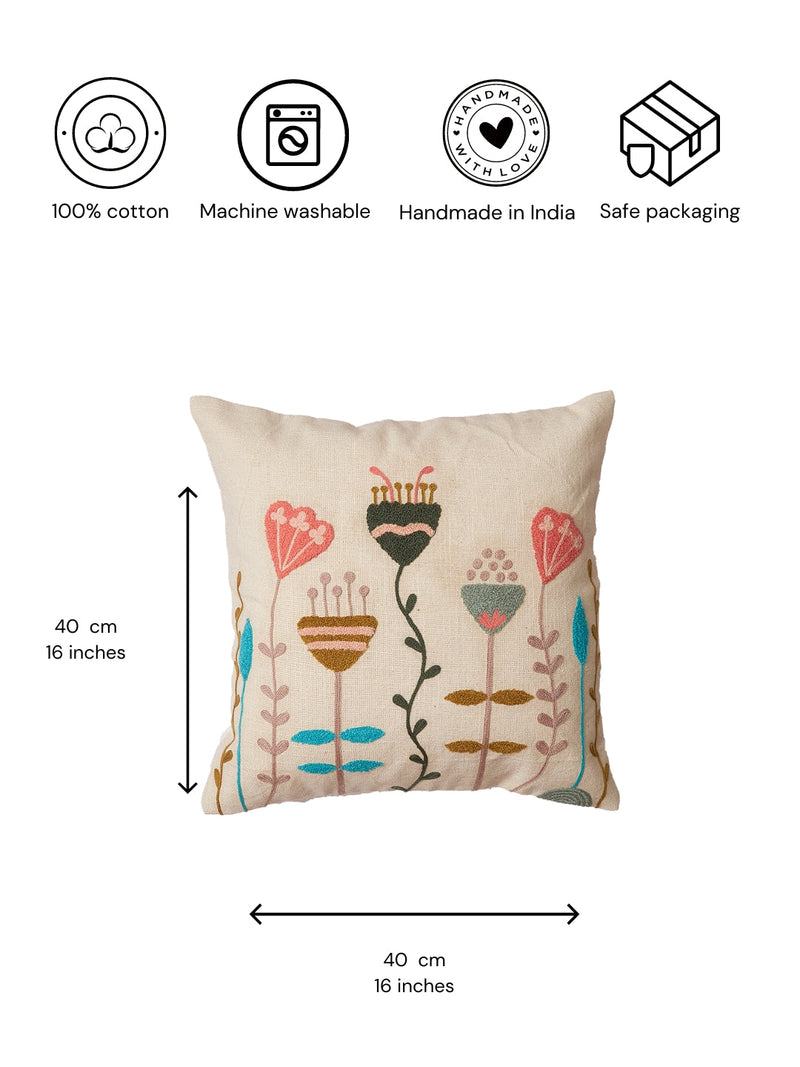 Nurture India Abstract Embroidered Cushion Cover