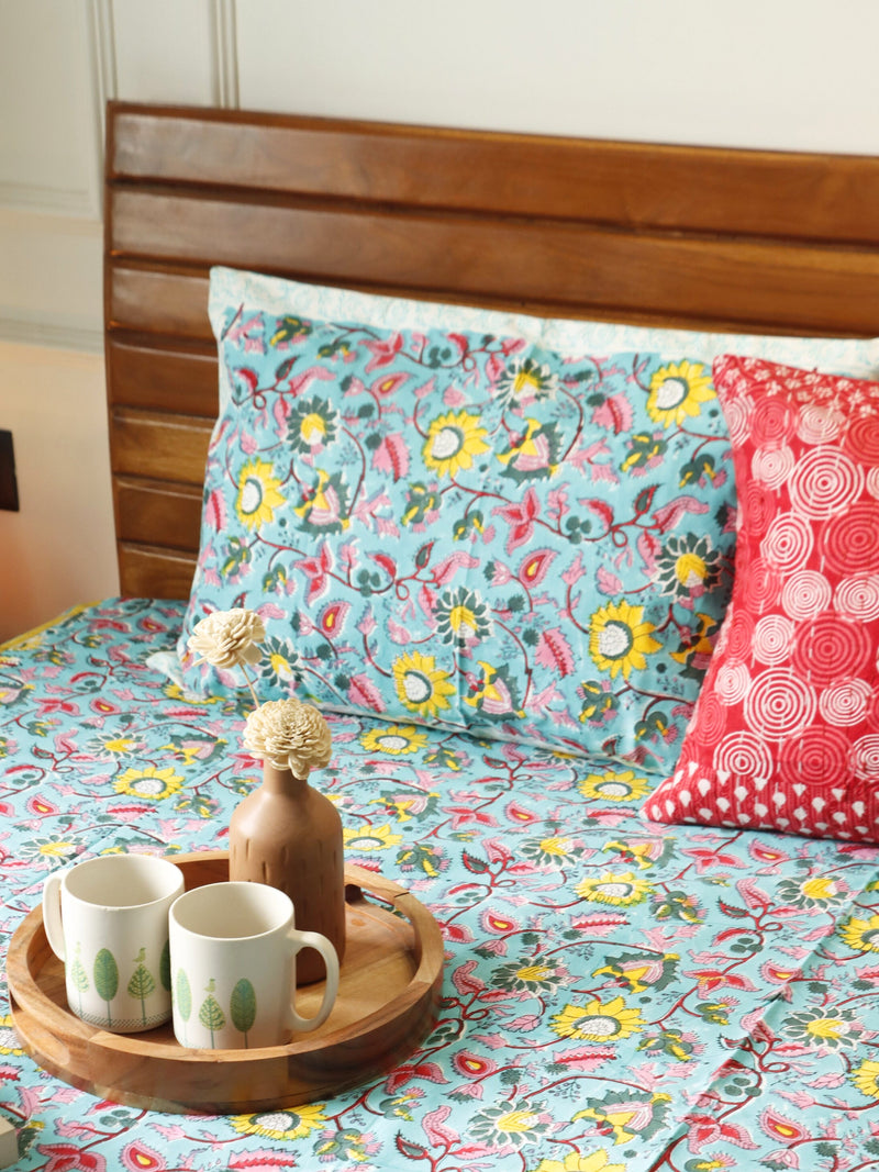 local-kala-haryali-handblock-bedsheet-100x108-inches