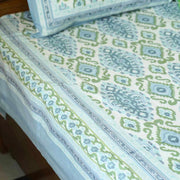local-kala-ikkat-blue-flat-fitted-bedsheet-90x108-inches