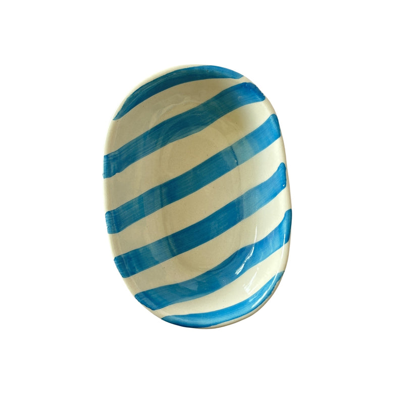 Nurture India Sky Blue Stripe Striped Ceramic Bowl