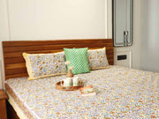 local-kala-masakali-yellow-handblock-bedsheet-100x108-inches