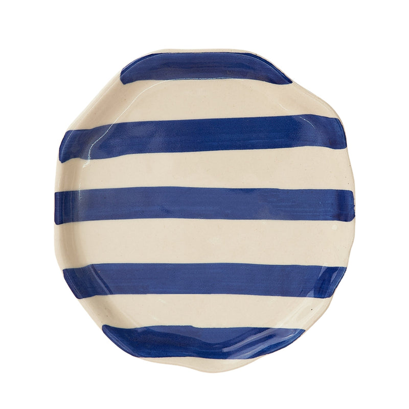 Nurture India Blue Stripe Ceramic Plates 2-Piece Set