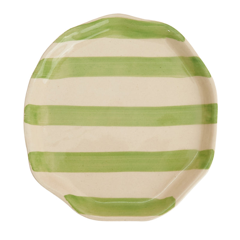 Nurture India Green Stripe Ceramic Plates 2-Piece Set