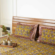 local-kala-kalamkari-mustard-flat-fitted-bedsheet-90x108-inches